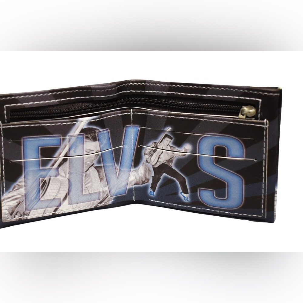 NWT Black Blue Elvis Bifold Wallet E8987